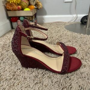 Betsey Johnson Bejewed Burgundy Heels